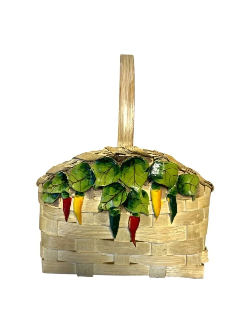 Vintage Wicker Gallery Chili Pepper Baskets Ceramic Accents Set of 2 CBK